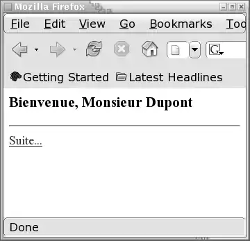 Page affichant un bienvenue en fonction du nom entré dans le formulaire