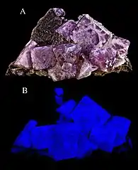 Fluorescence de cristaux de fluorite