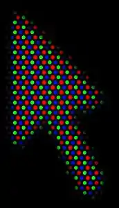 Image grossie du pointeur d'une souris tel qu'il est affiché sur un écran CRT