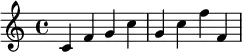 \relative c' {c f g c g c f f,}