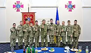 Avec les étudiants du lycée militaire Ivan Bohun en 2014.