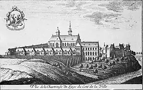 Vue de la chartreuse de Liège du côté de la ville au XVIIIe siècle