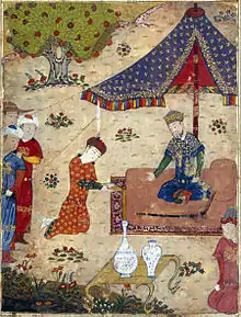 Ahmad Teküder recevant une ambassade.